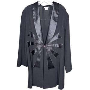 Formal Satin Applique Evening Jacket Art Deco Style 2X Park Fashion USA